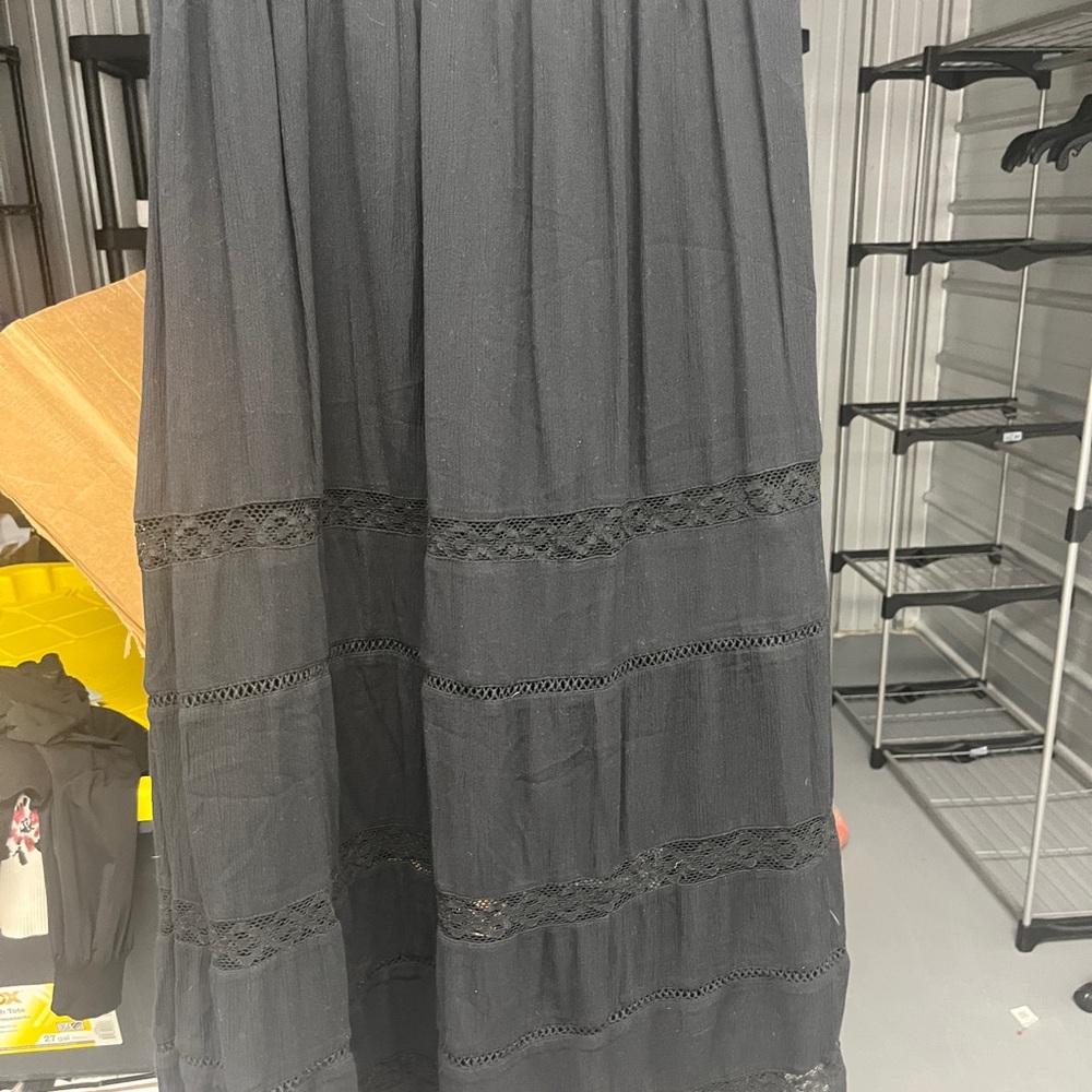 Elegant Black‎ Lace Trim Skirt